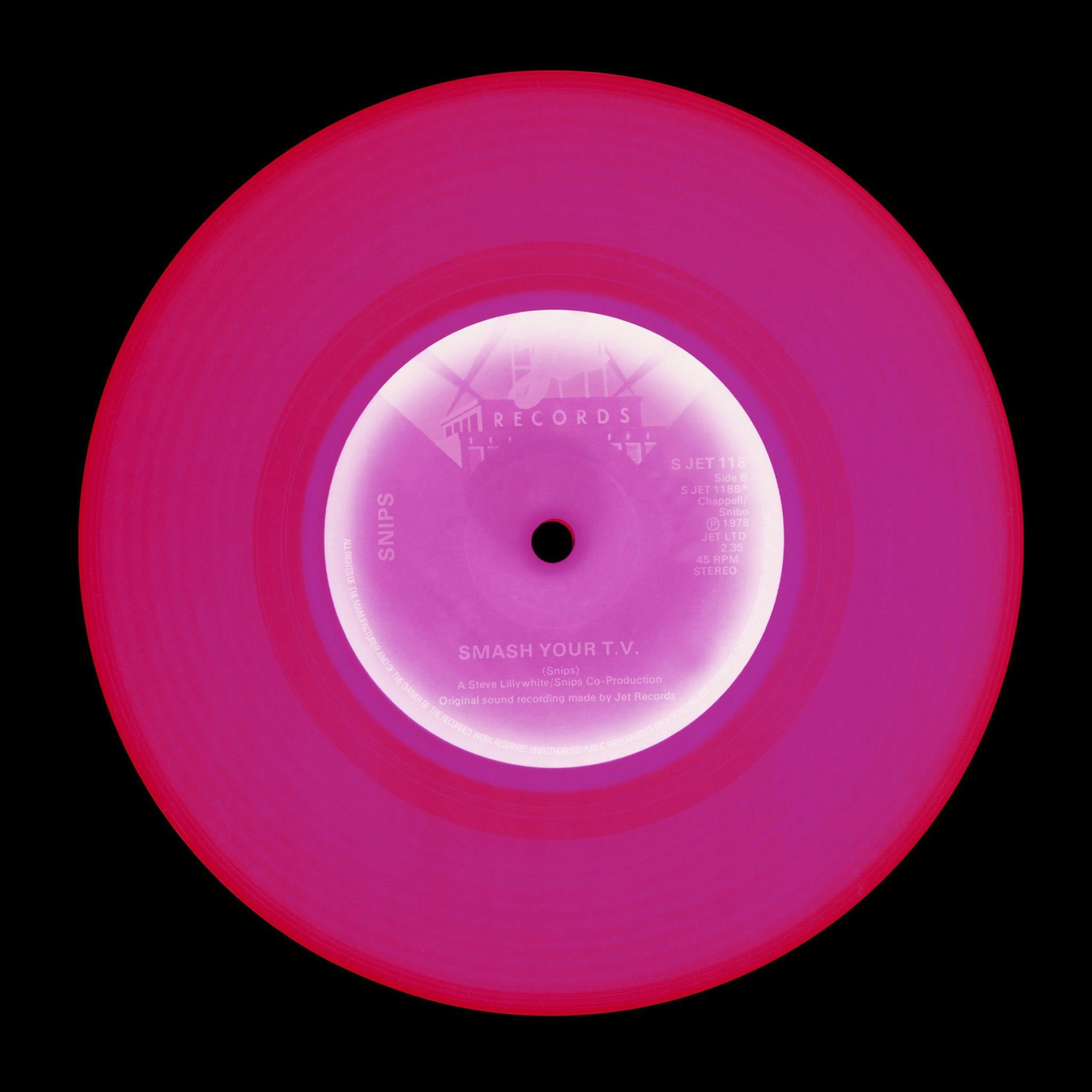 Vinyl Collection Purple, Blue Pink Set of Three Framed Pop Art Color Photography For Sale 3