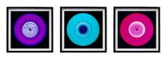 Vinyl Collection Purple, Blue Pink Set of Three Framed Pop Art Color Photography