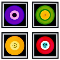 Vinyl Collection Set of Four Large Framed Multi-color Pop Art Photography