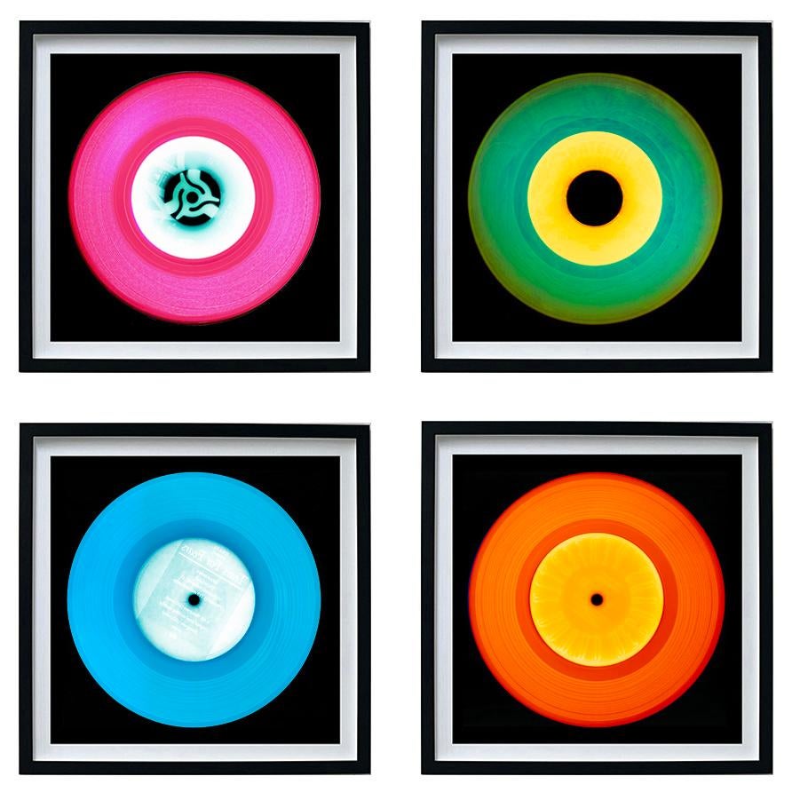 Vinyl Collection Set of Four Large Framed Multi-color Pop Art Photography For Sale 1