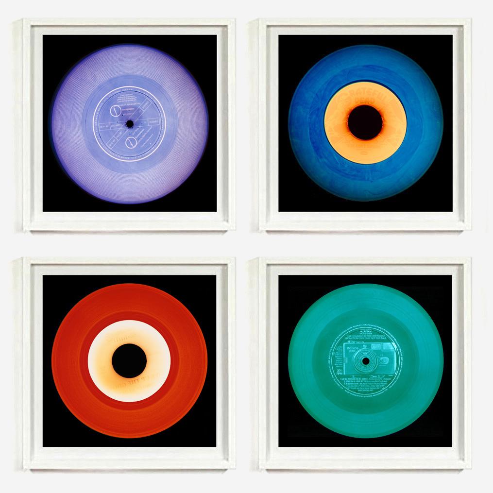 Vinyl Collection Set of Four Small Framed Multi-color Pop Art Photography - Orange Color Photograph by Heidler & Heeps