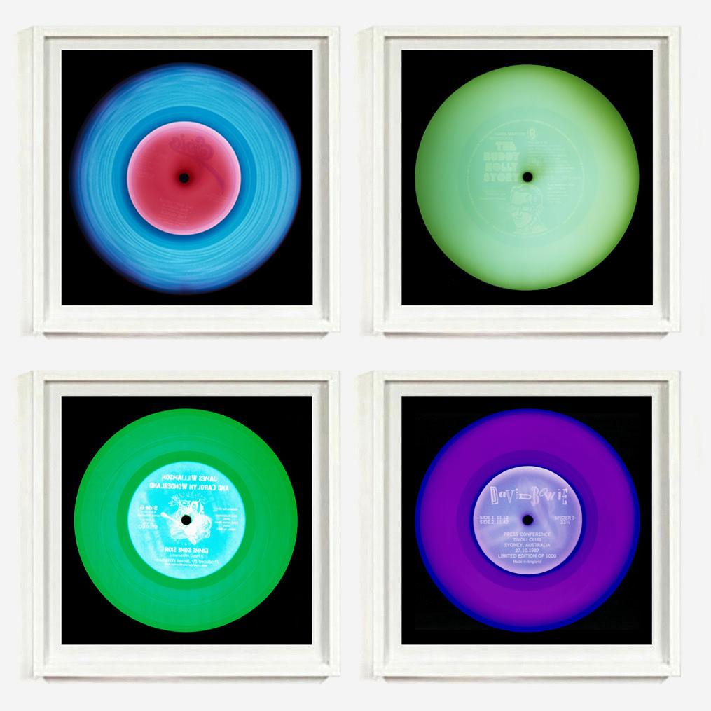 Vinyl Collection Set of Four Small Framed Multi-color Pop Art Photography For Sale 1
