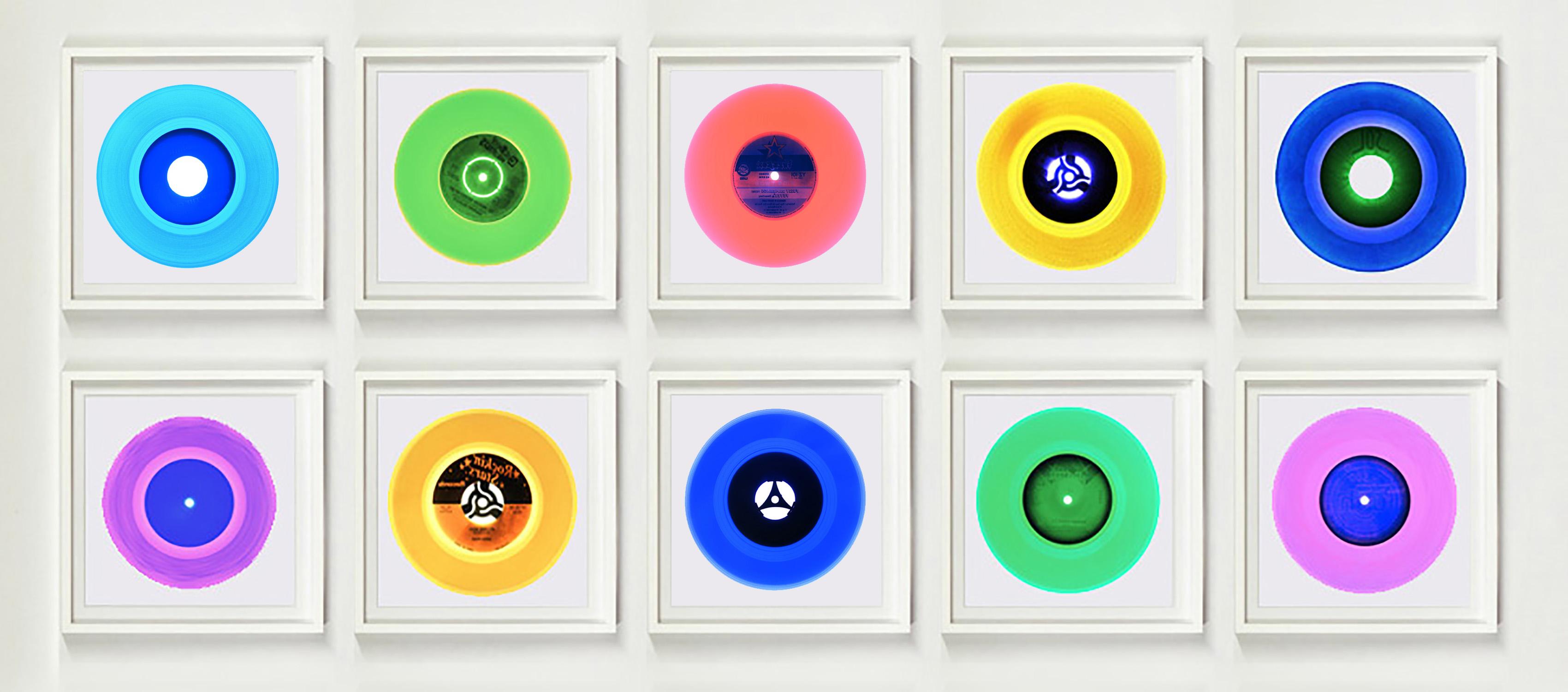 Heidler & Heeps Vinyl Collection Ten Piece B Side Installation.
Acclaimed contemporary photographers, Richard Heeps and Natasha Heidler have collaborated to make this beautifully mesmerising collection. A celebration of the vinyl record and analogue