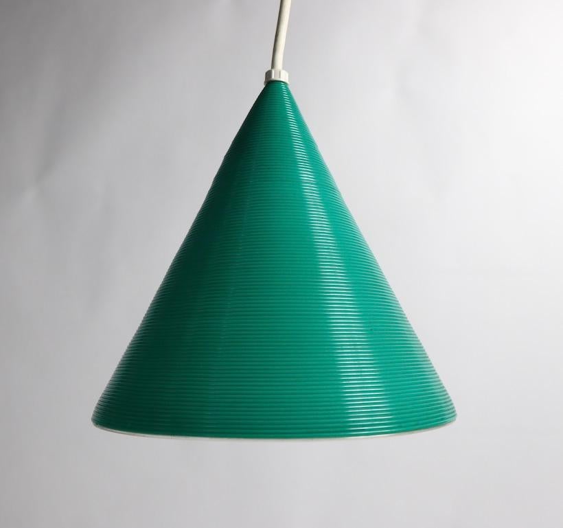 Plastic Heifetz Rotoflex Green Cone Pendant Fixture by Moe Lighting For Sale