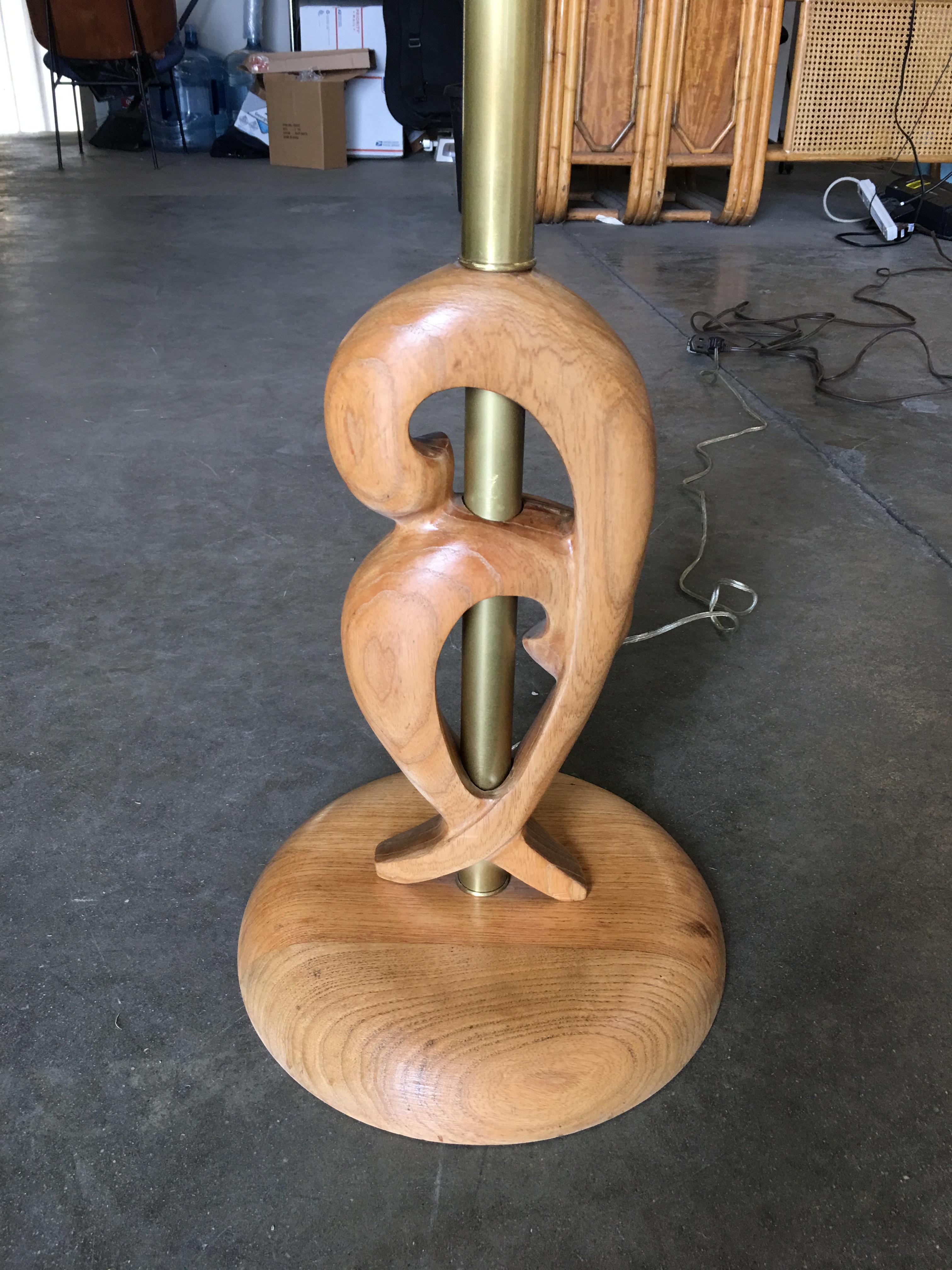 Heifetz Style Hand Carved Abstract Torchiere Floor Lamp In Excellent Condition In Van Nuys, CA