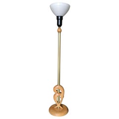 Heifetz Style Hand Carved Abstract Torchiere Floor Lamp