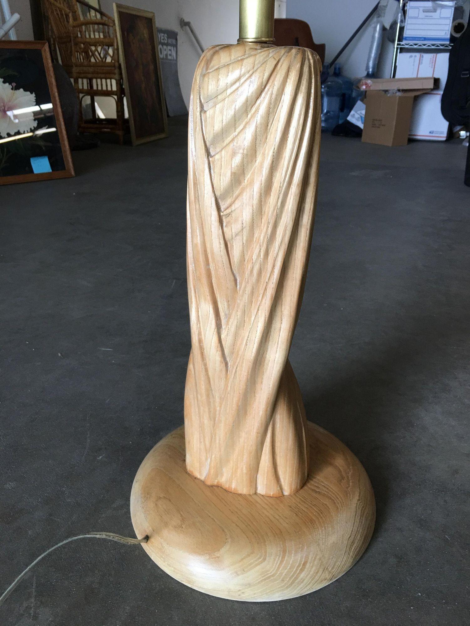 Heifetz Style Hand Carved Nude Female Bust Torchiere Floor Lamp In Excellent Condition For Sale In Van Nuys, CA