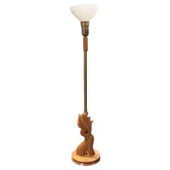 Heifetz Style Hand Carved Torchère Floor Lamp