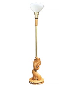 Heifetz Style Hand Carved Torchère Floor Lamp