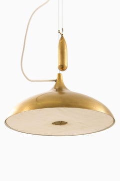 Height Adjustable Ceiling Lamp in Brass, 1940's