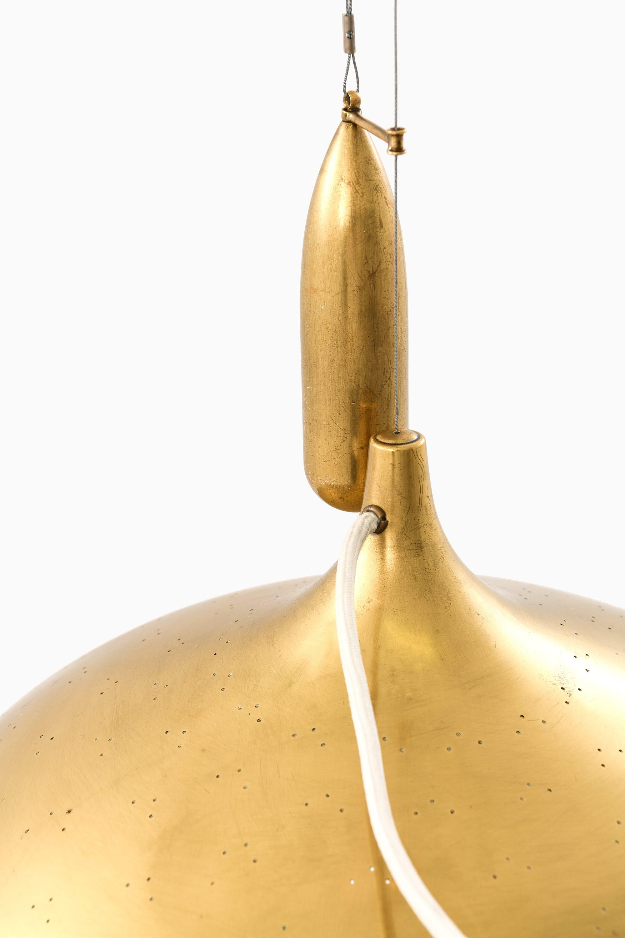 Lampada da soffitto regolabile in altezza in ottone, anni '40 in vendita 2