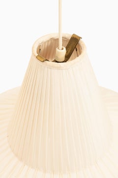 Height Adjustable Ceiling Lamp in Brass & Original Lamp Shade by Hans Bergström