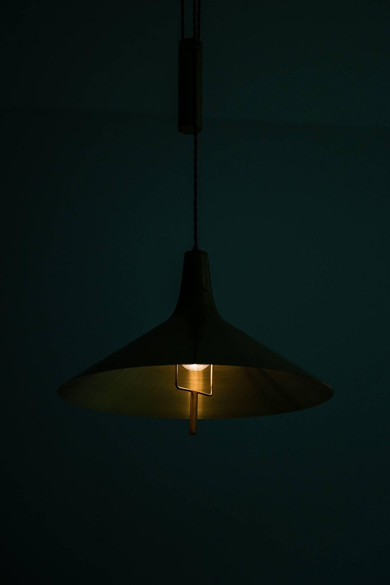 Height Adjustable Ceiling Lamp in Brass Produced in Denmark 4