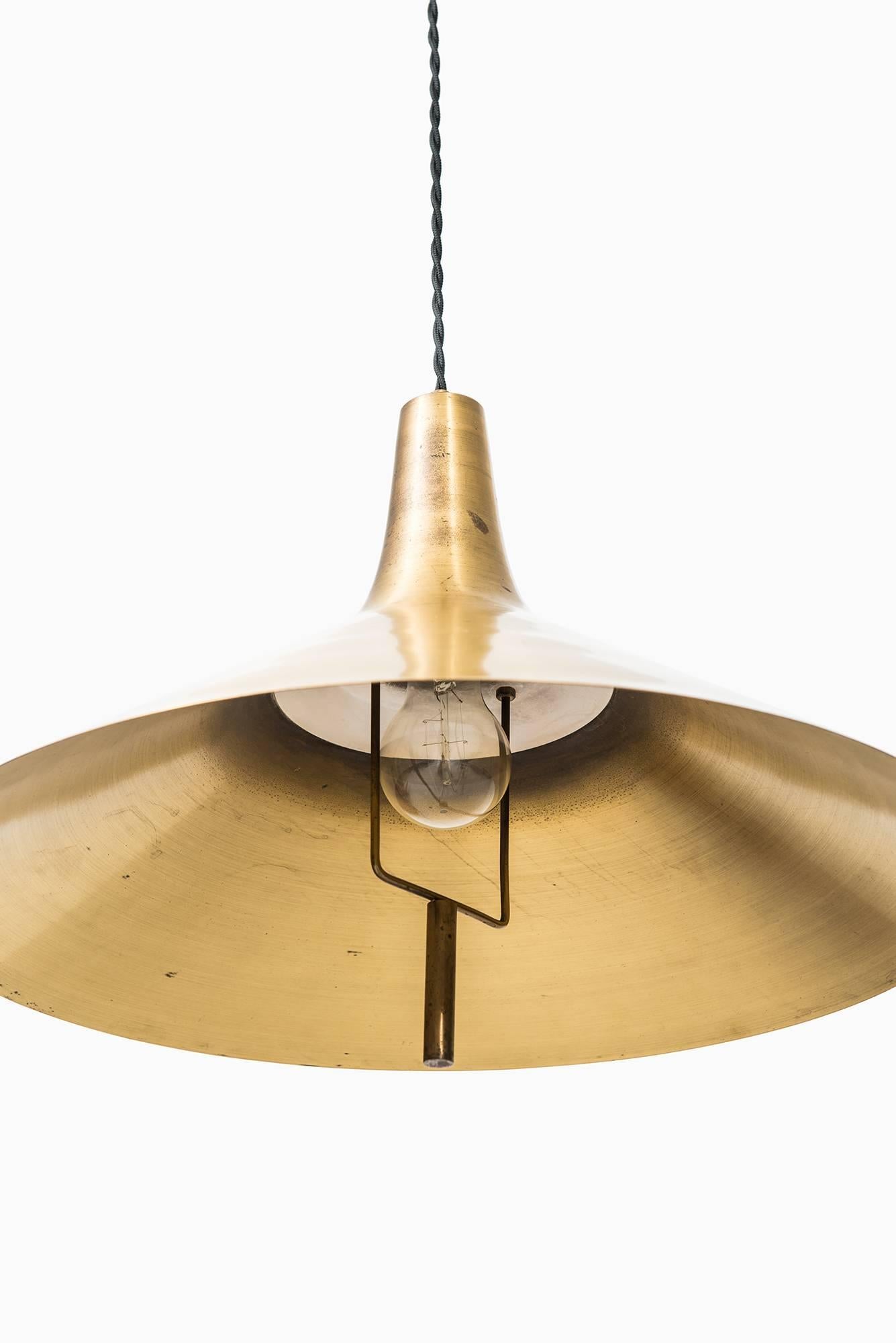 Mid-20th Century Height Adjustable Ceiling Lamp in Brass Produced in Denmark