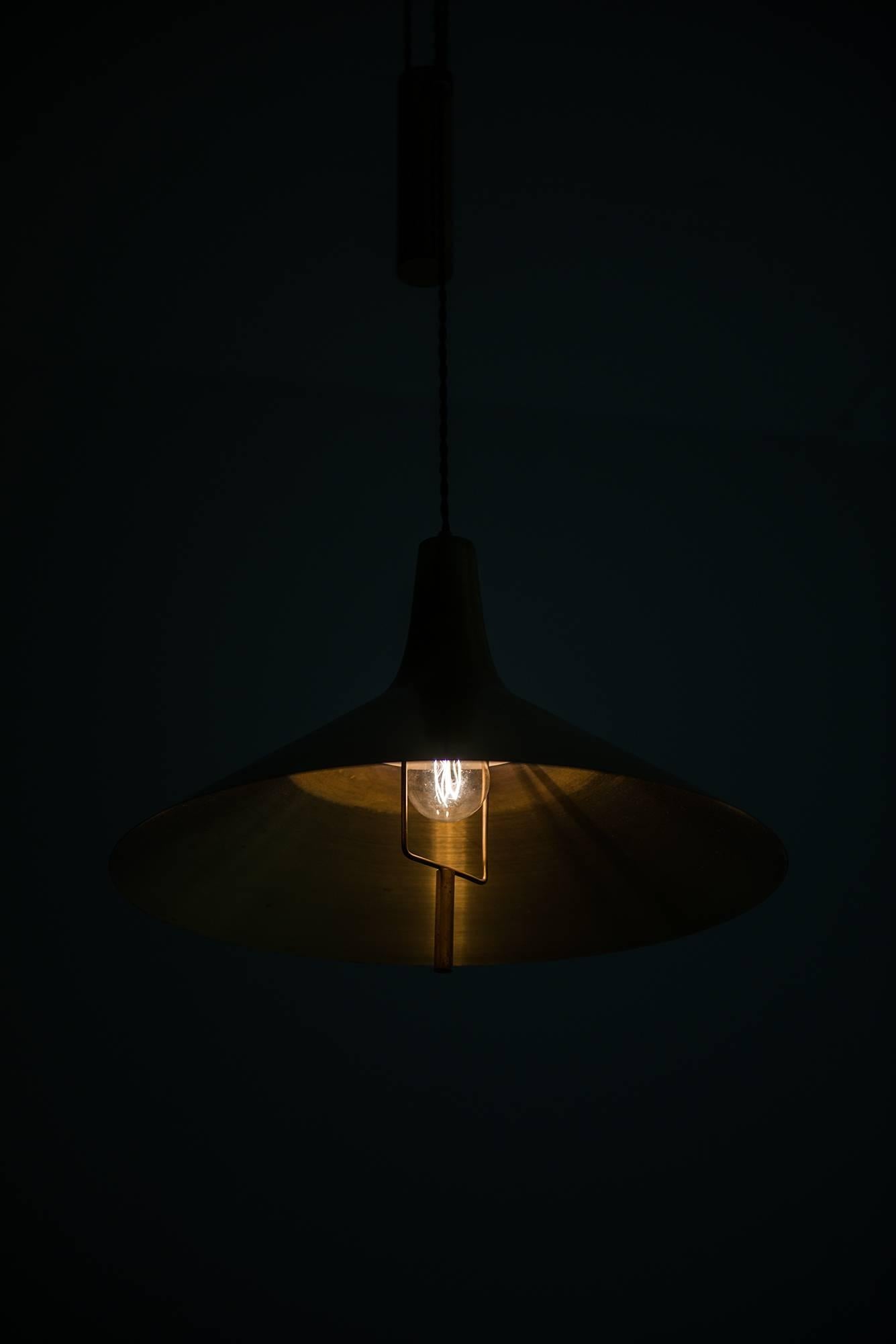 Height Adjustable Ceiling Lamp in Brass Produced in Denmark 1