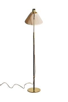 Height-adjustable Floor Lamp by Möllers Armatur, Brass and Leather, 50s