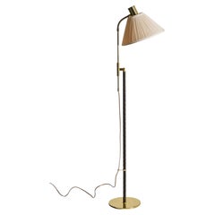 Height-adjustable Floor Lamp by Möllers Armatur, Brass and Leather, 50s