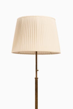 Height Adjustable Floor Lamp in Brass and Lamp Shade by Josef Frank, 1950's