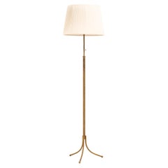 Height Adjustable Floor Lamp in Brass and Lamp Shade by Josef Frank, 1950's