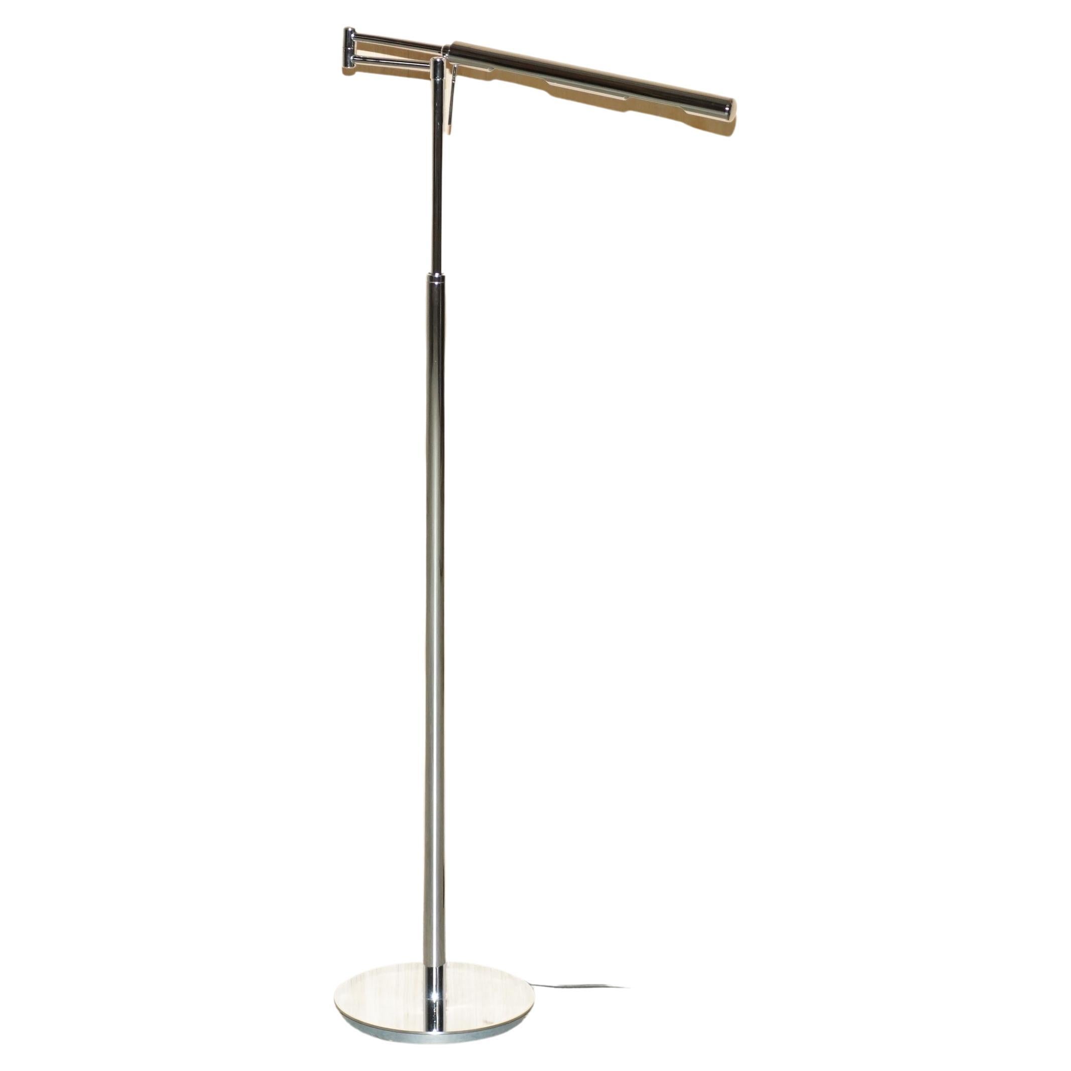 HEIGHT ADJUSTABLE FLOOR STANDING CHROME BANKERS ARTiCULATED ARM LAMP For Sale