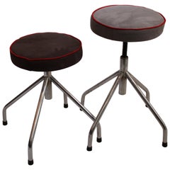 Height-Adjustable Industrial Stools, 1970s, Set of 2