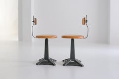 Height adjustable Industrial Working Sewing Chairs from Singer, England 1940
