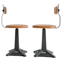 Height adjustable Industrial Working Sewing Chairs from Singer, England 1940
