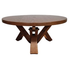 Vintage Height adjustable oak coffee table 3 positions.  Depth 110 cm  Height 52 