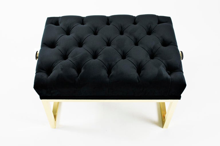 Upholstered Piano Bench Plated in Gloss Gold. Height Adjustable Piano ...