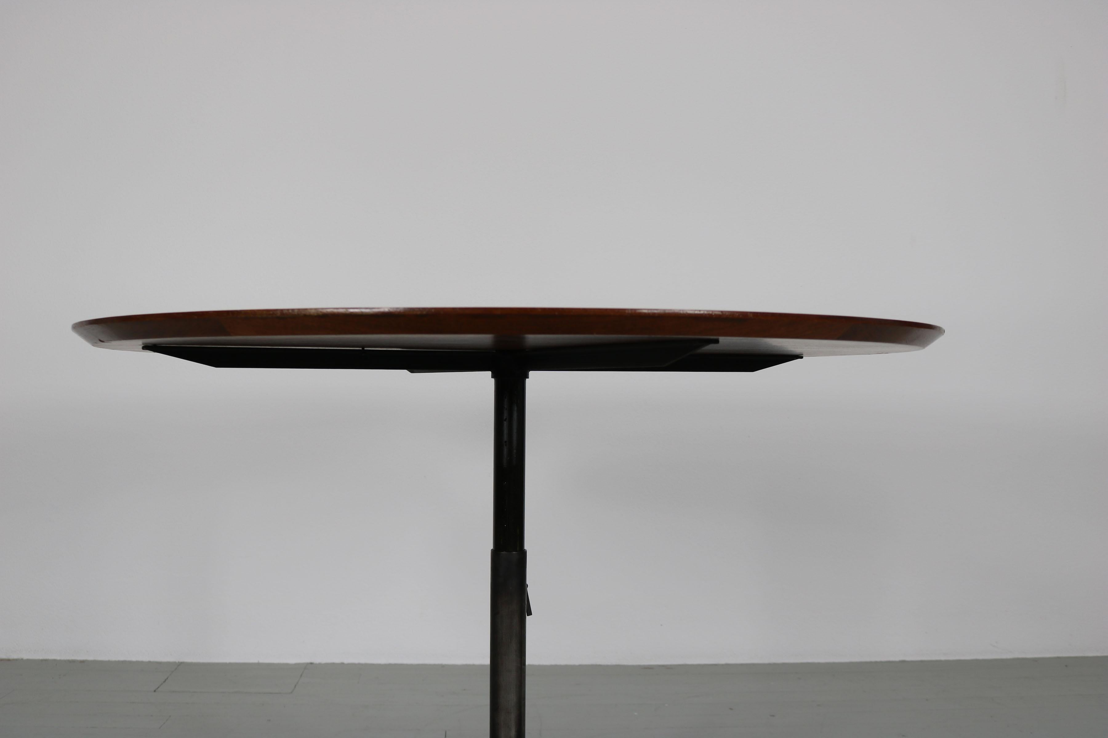 Height Adjustable Round Teakwood Table from the Italian, 1950s 1