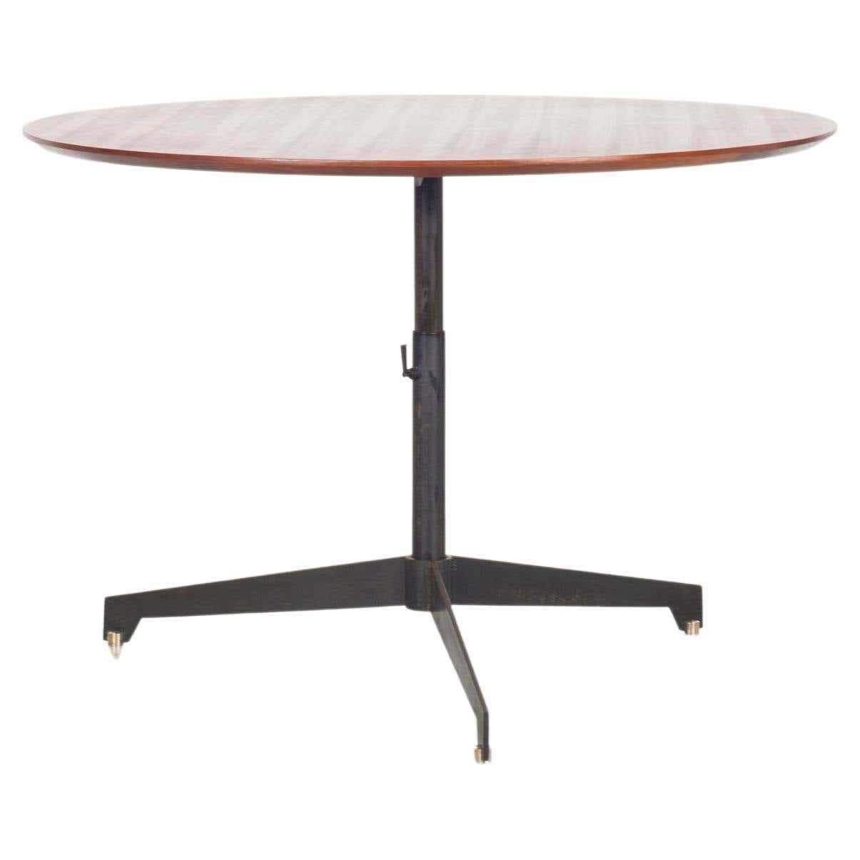 Height Adjustable Round Teak Wood Table from the Italian, 1950s For ...