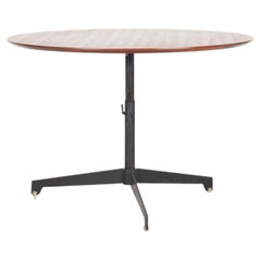 Height Adjustable Round Teak Wood Table from the Italian, 1950s