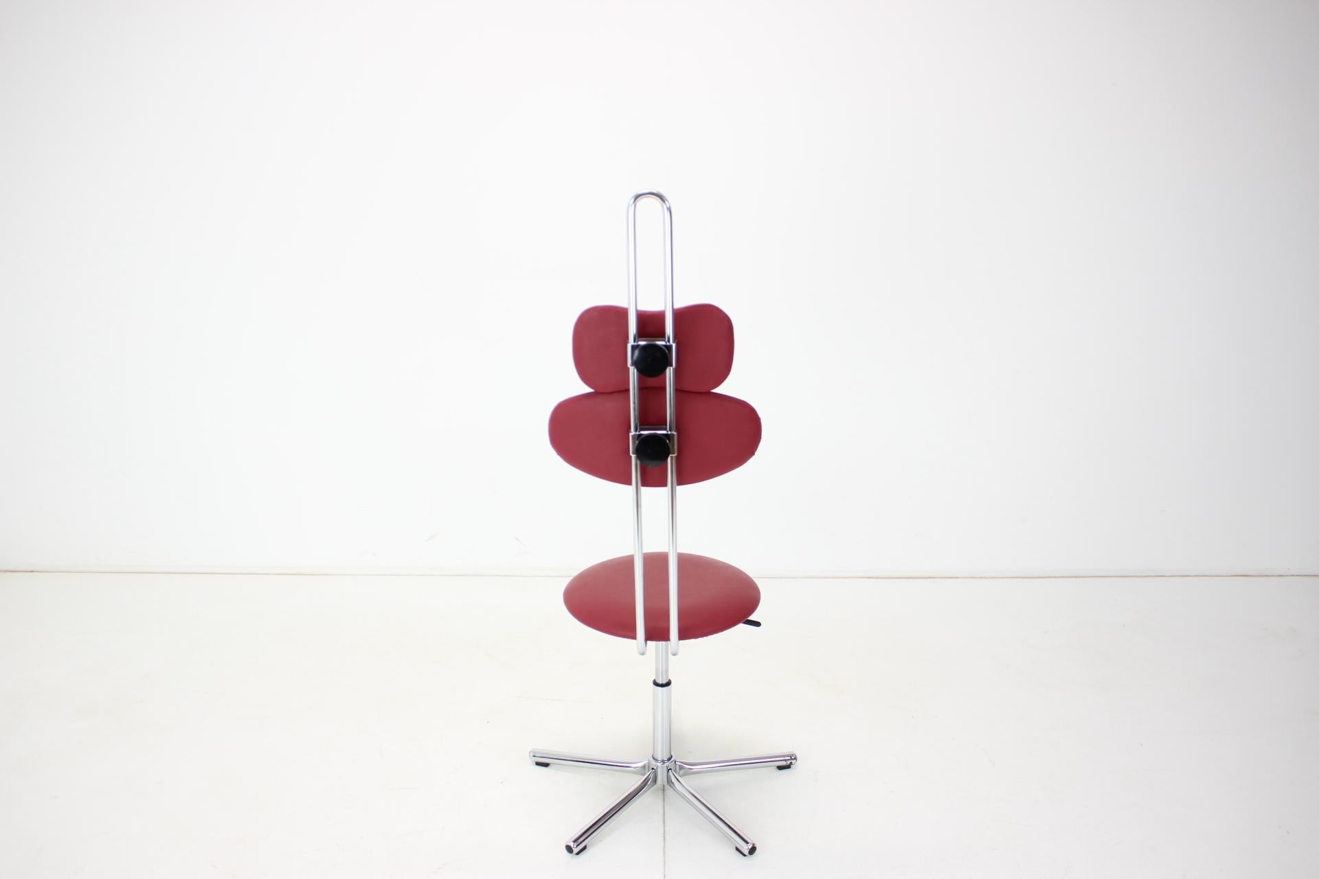 Metal Height-Adjustable Swivel Chair 1980s, Czechoslovakia For Sale