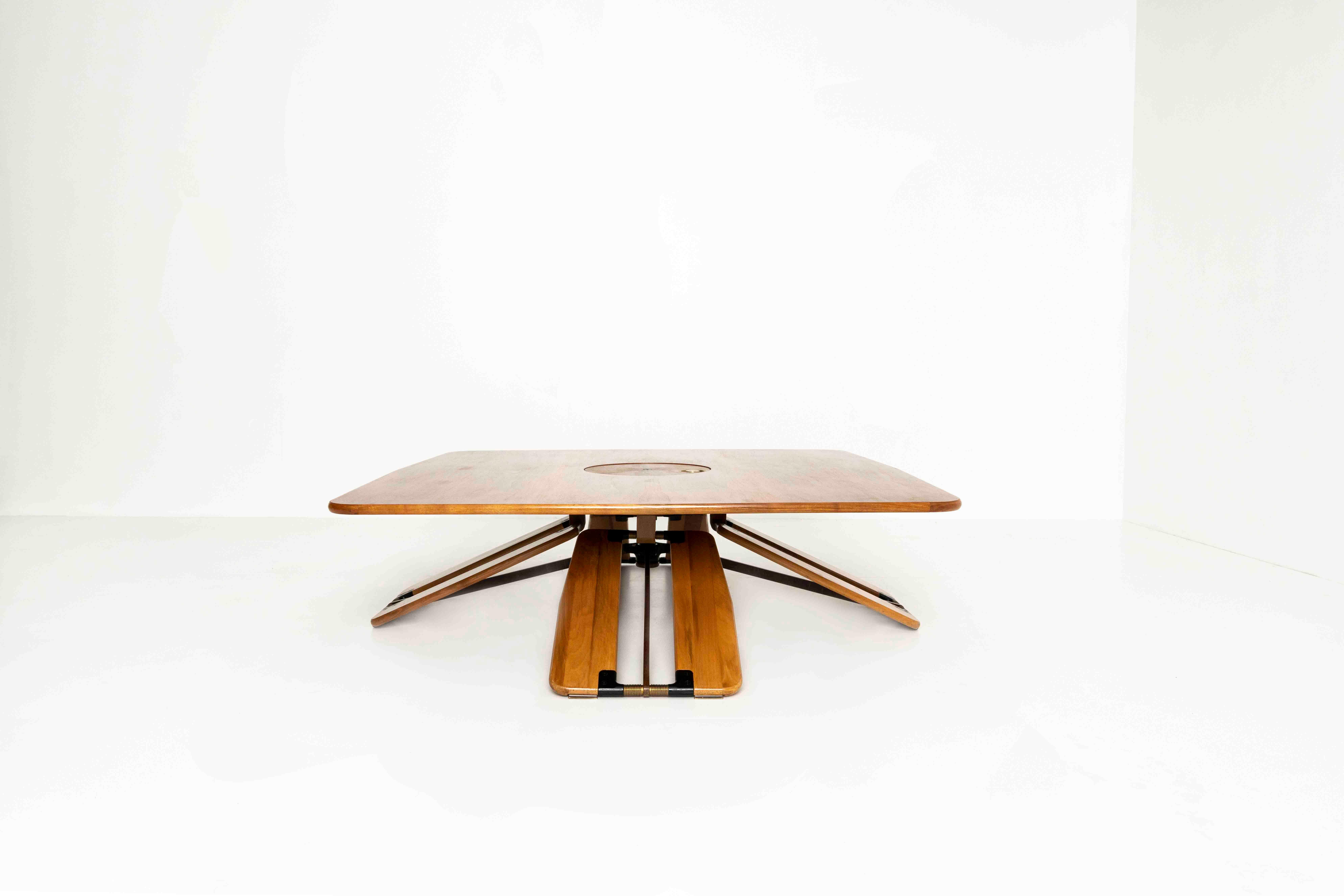 Veneer Height-Adjustable Table by Franco Poli for Bernini, Italy 1981