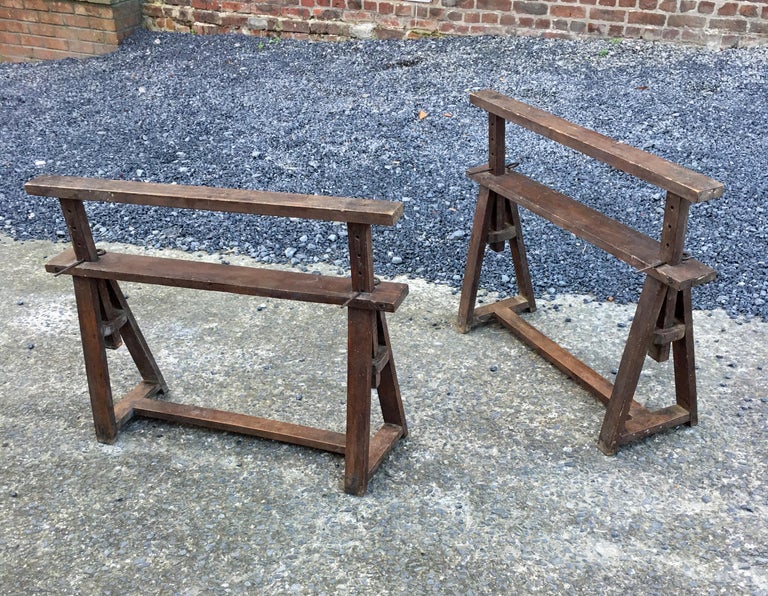 Height Adjustable Trestles, Wood, circa 1930 For Sale at 1stDibs