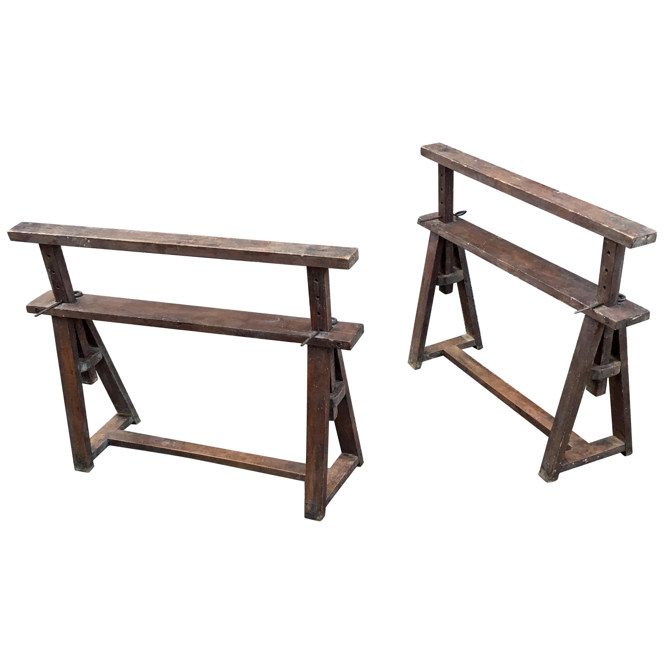 Height Adjustable Trestles, Wood, circa 1930