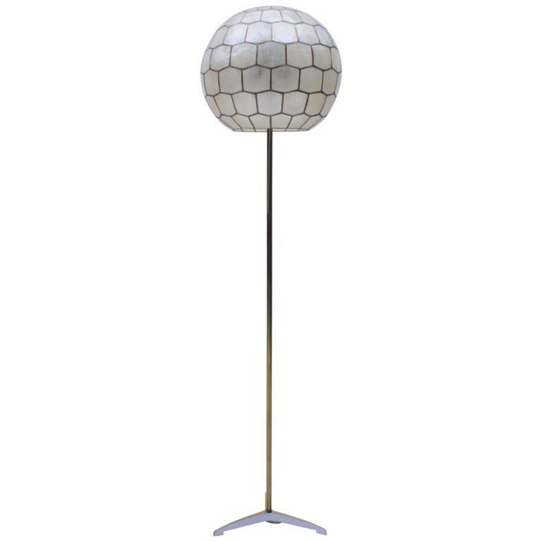 Height Adjustable Tripod Floor Lamp Made In Brasother Of Pearl 1950s For At 1stdibs Height Adjustable Tripod Floor Lamp, Mother Of Pearl Tall Floor Lamp