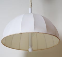 Height-Adjustable White Swedish Fabric Shade Pendant Lamp