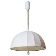 Lampe suspendue à abat-jour en tissu suédois blanc réglable en hauteur
