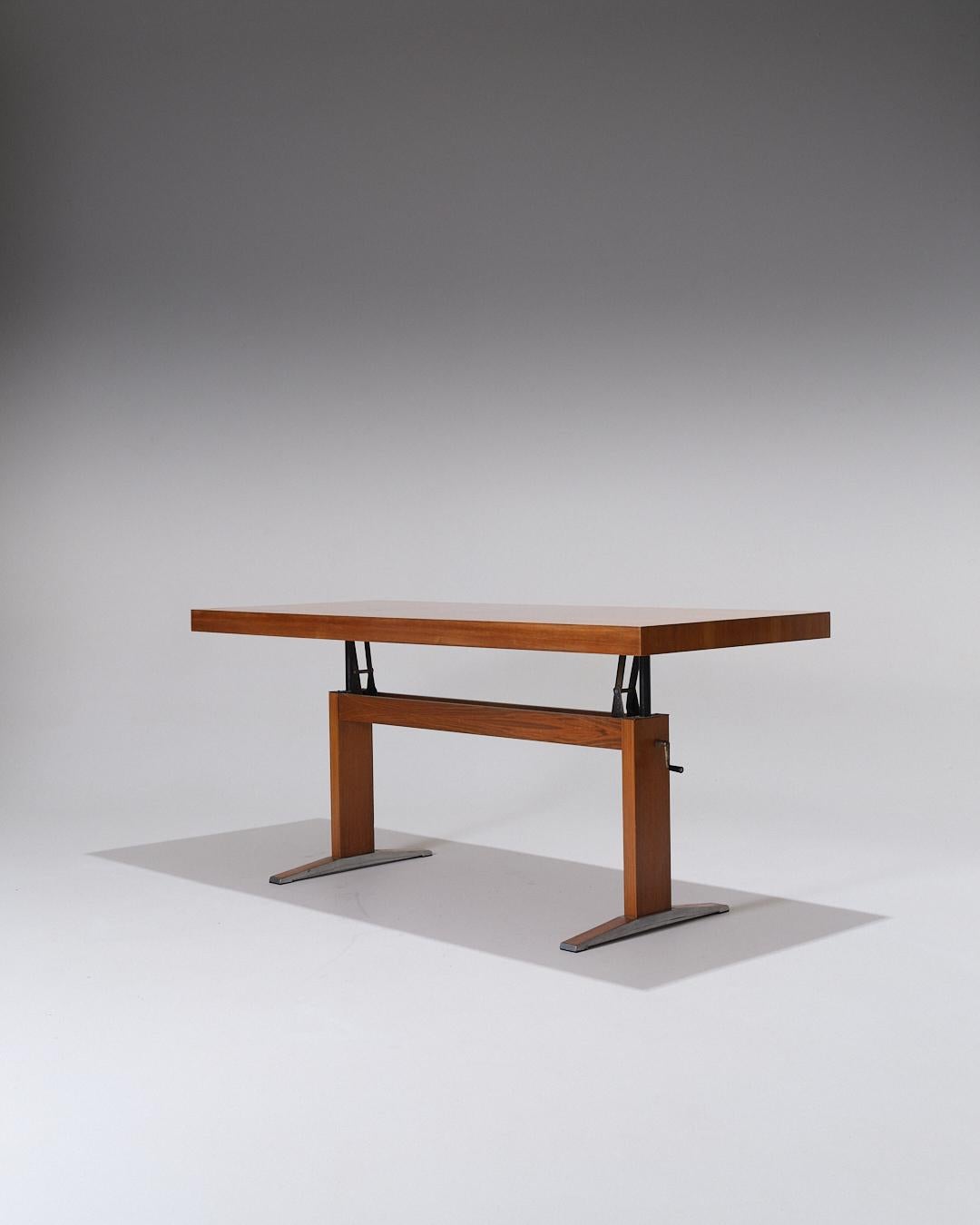 Inconnu Height-Adjustable Wooden Dining Table, 1970s en vente