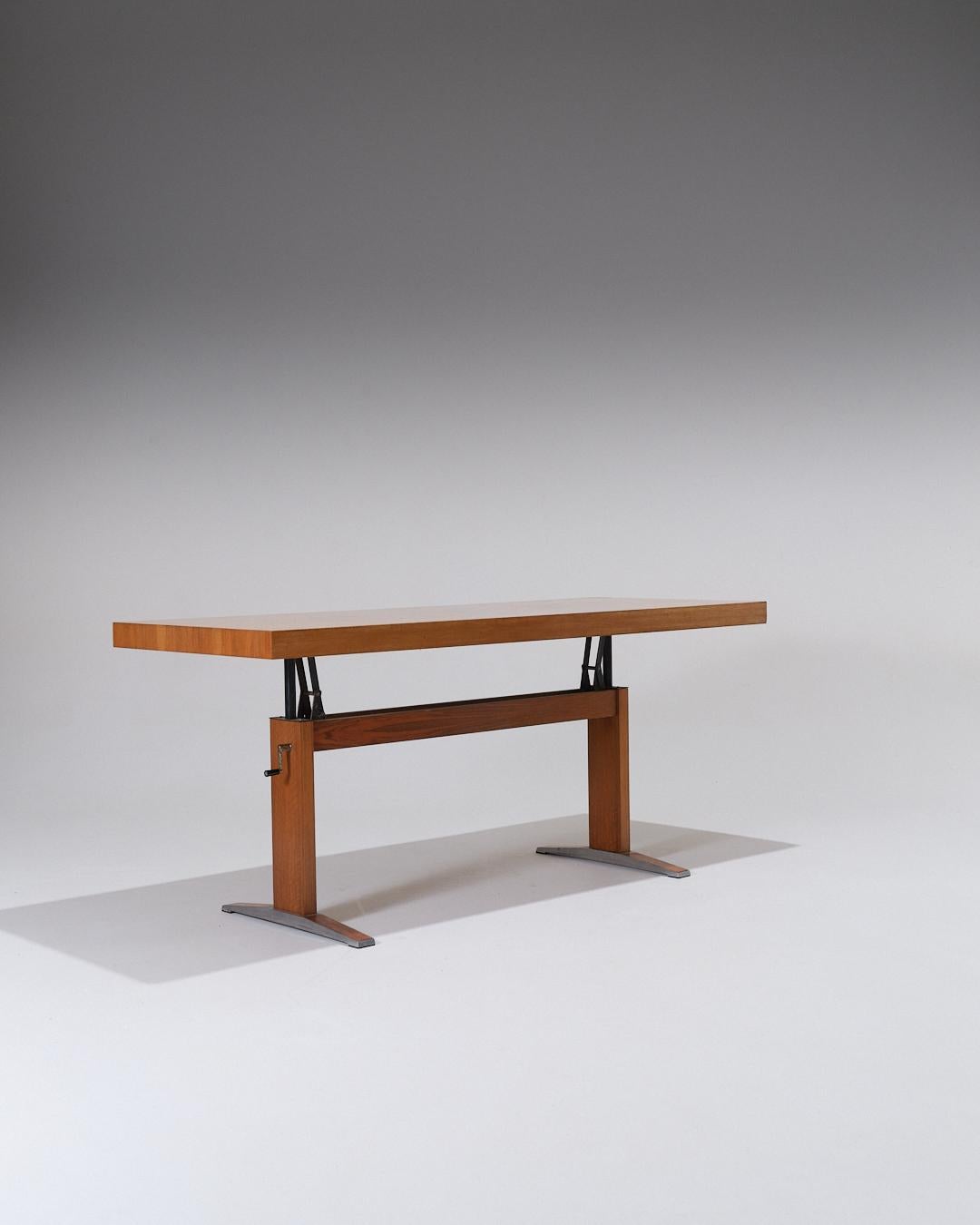20ième siècle Height-Adjustable Wooden Dining Table, 1970s en vente