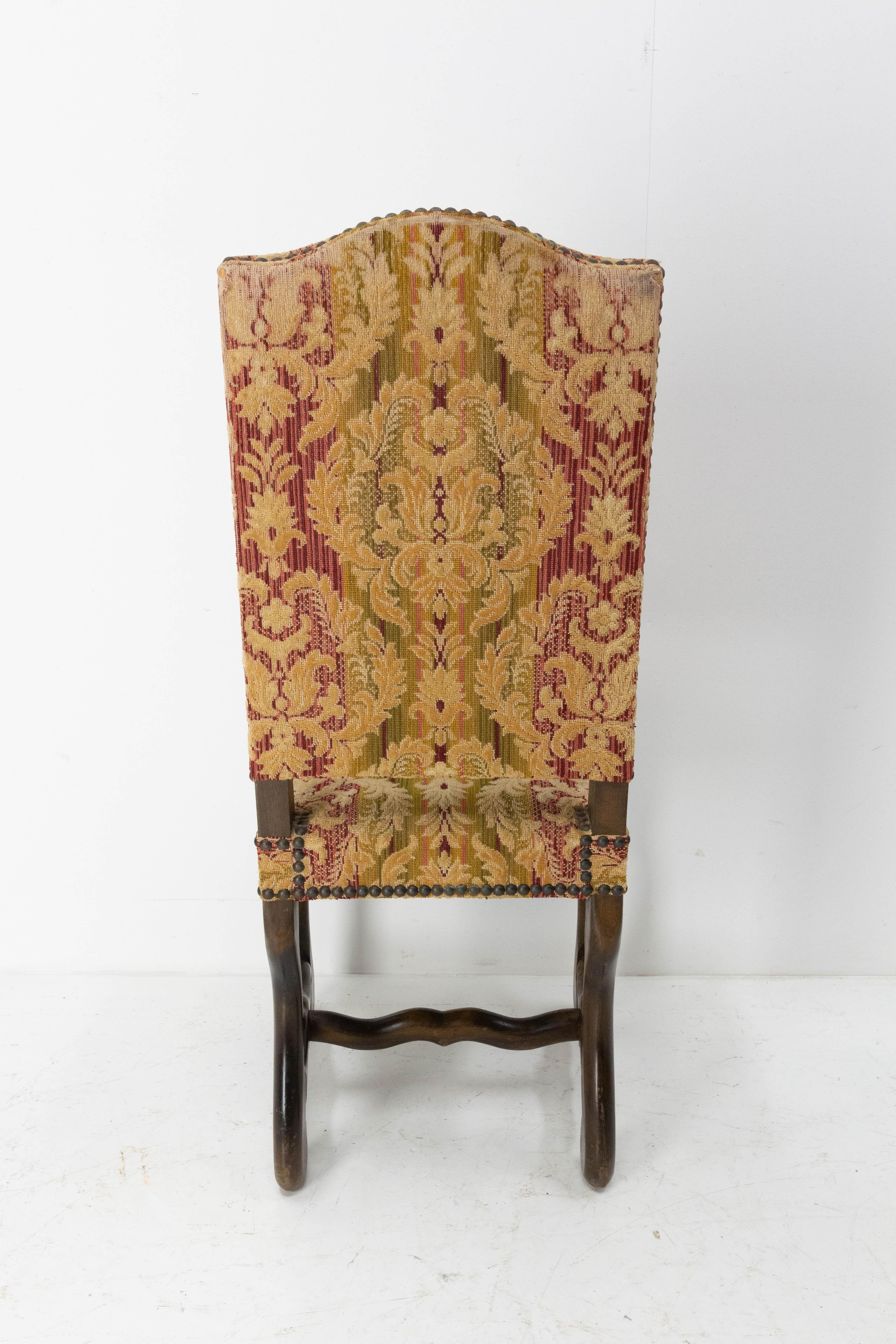 Huit chaises de salle à manger françaises Os de Mouton en hêtre de style Louis XIII, vers 1960 en vente 7