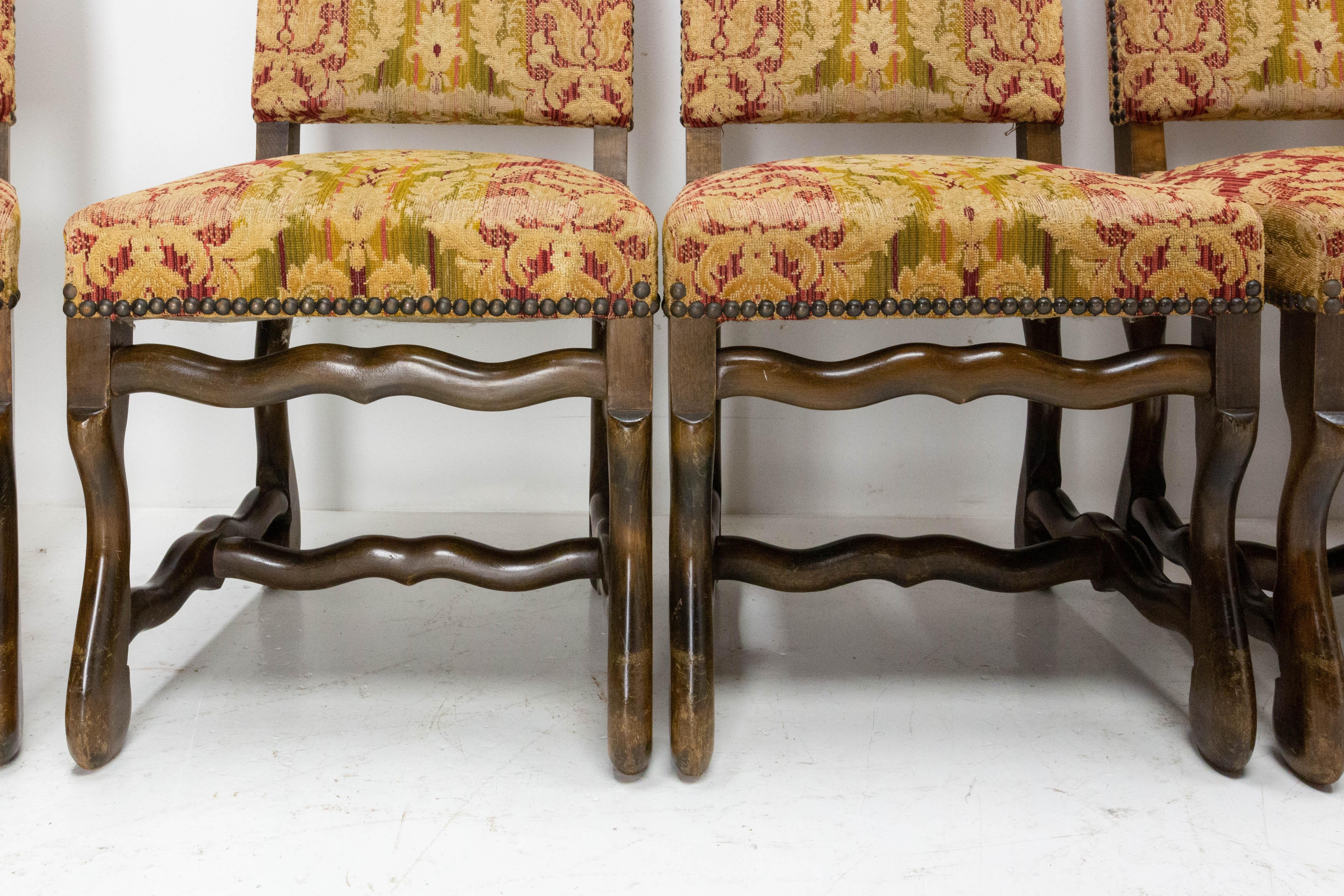 Huit chaises de salle à manger françaises Os de Mouton en hêtre de style Louis XIII, vers 1960 Bon état - En vente à Labrit, Landes