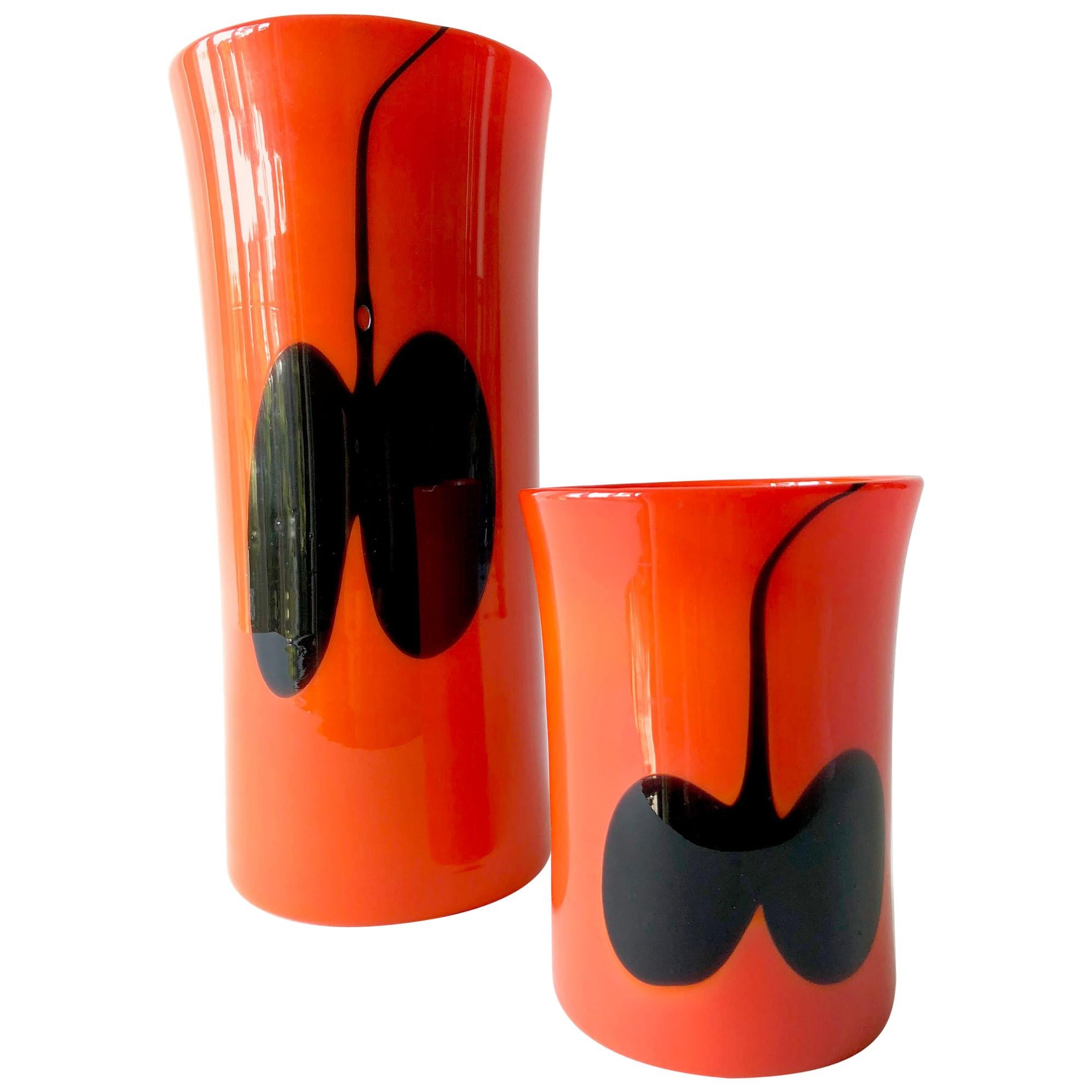Heikki Orvola for Nuutajarvi Notsjo Finnish Modernist Glass Vases