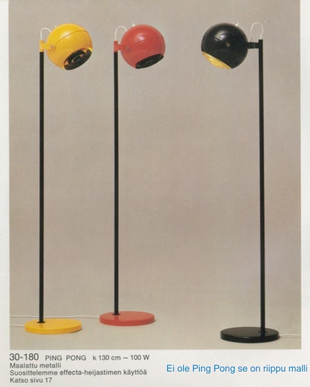 Heikki Turunen Lampadaire Model No 30-180 en noir et jaune, Orno 1970, Finlande en vente 4