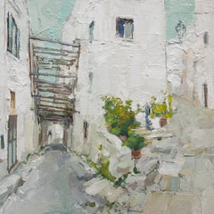 "Ostuni/Puglia/Italia" (2023) de Heiko Mattausch, Pintura al óleo original