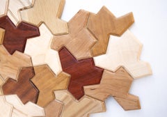 "Hats" Geometric Abstract Wooden Wall Sculpture
