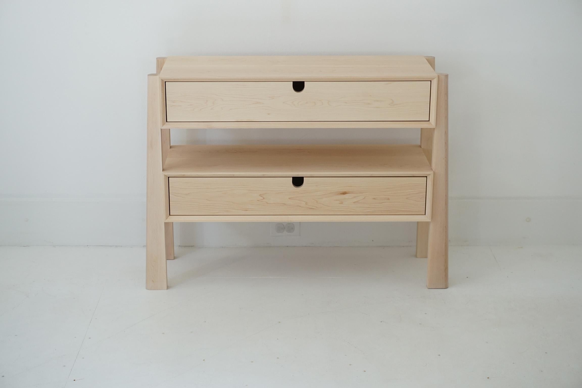 Organic Modern Heilner Console Table, Solid Maple Storage with Drawers, Occasional Side Table For Sale