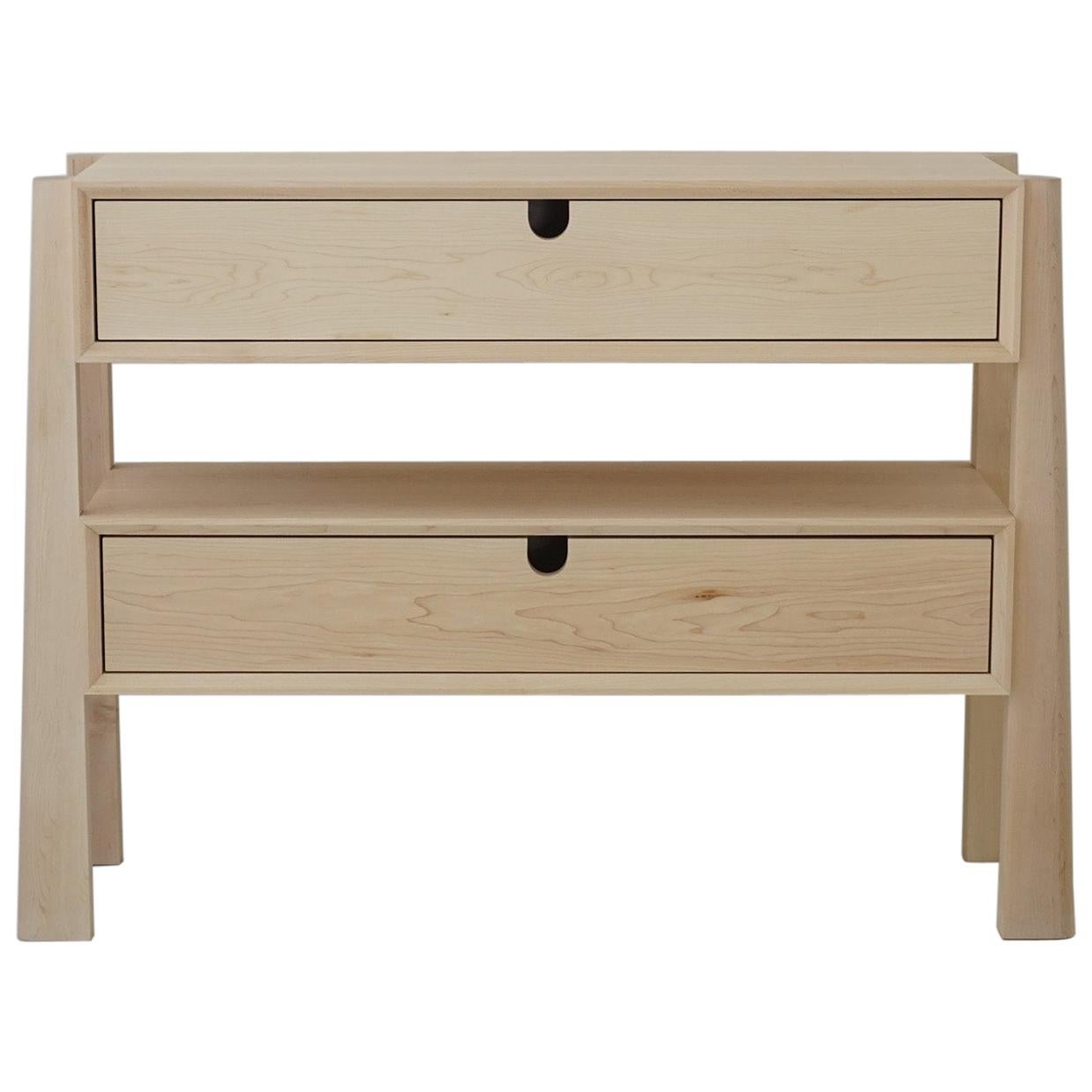 Heilner Console Table, Solid Maple Storage with Drawers, Occasional Side Table For Sale