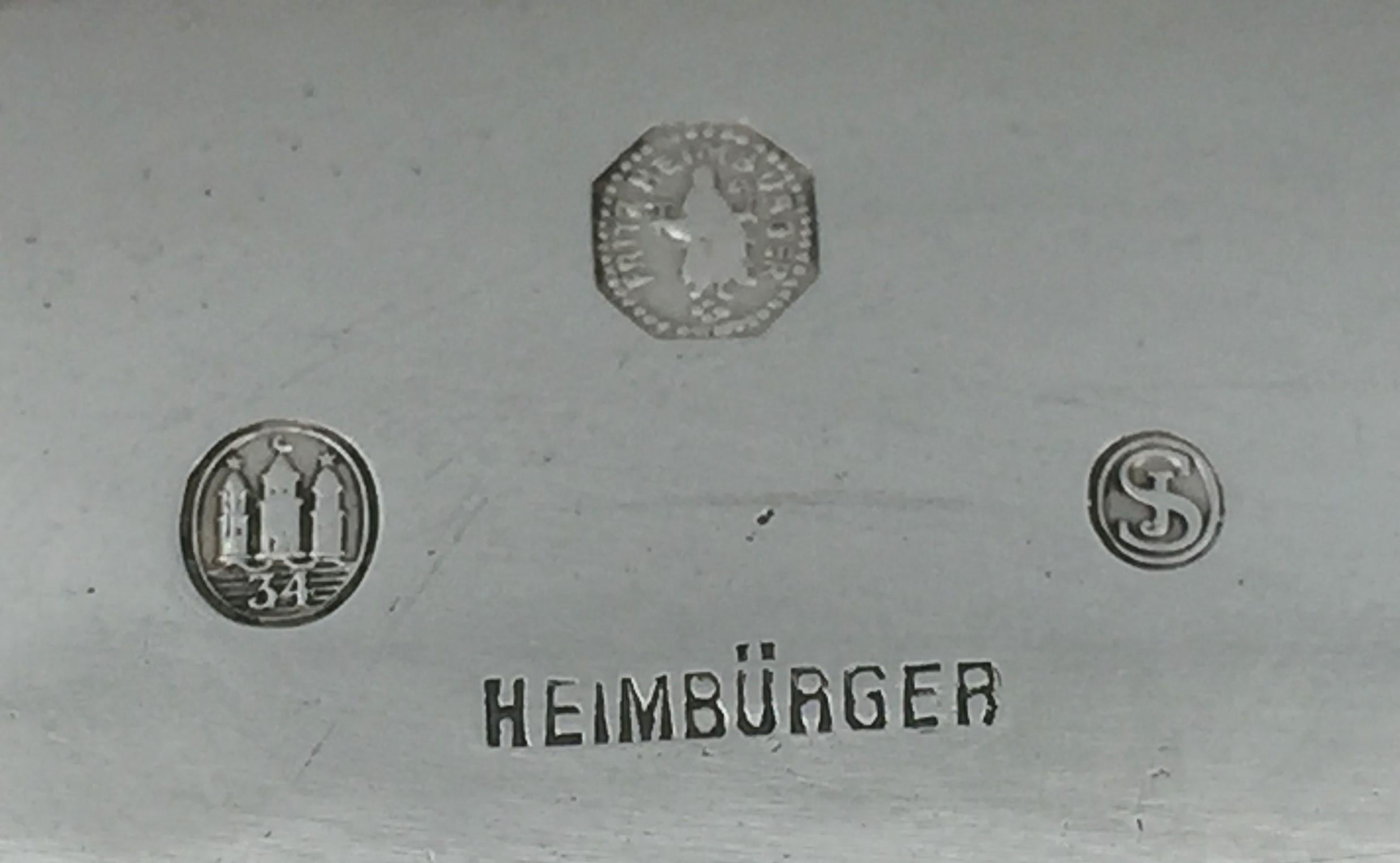 20th Century Heimburger Silver Hammered Centerpiece Bowl in Mid-Century Modern Jensen Style For Sale